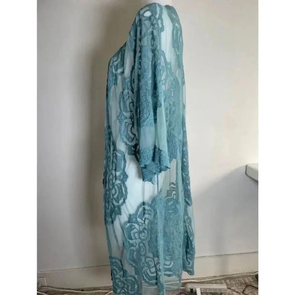 Women's Favlux Turquoise Lace Kimono Cardigan Duster Size M‎ GUC! 0155 - Picture 6 of 12